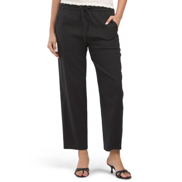 THEORY Black Linen Blend Cortland Pants
